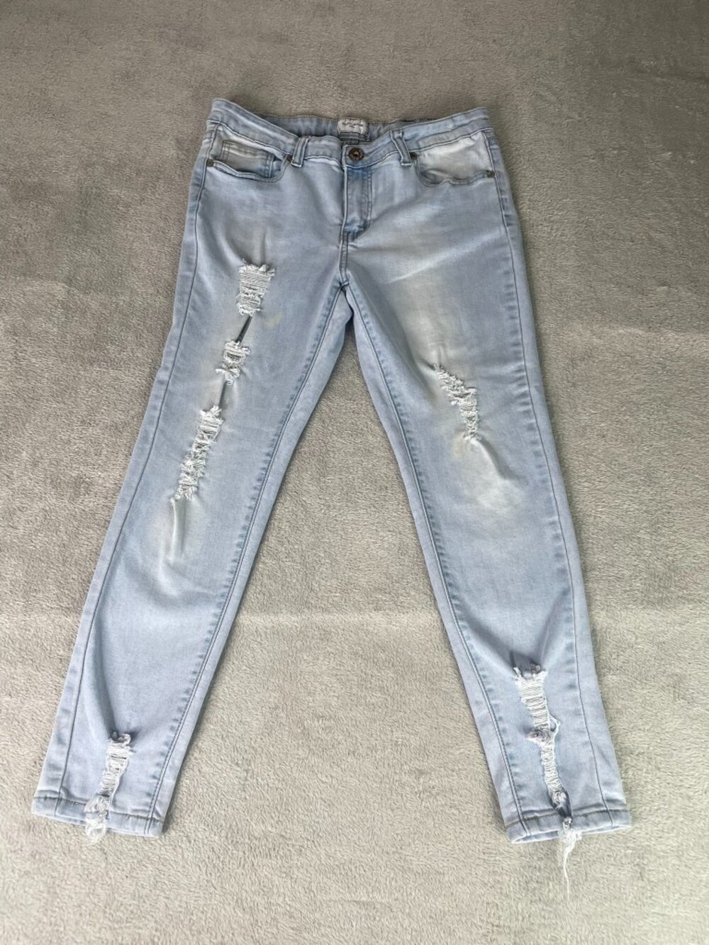 GoGo Jeans USA Distressed Skinny Jeans Women's 11 Light Wash Ripped Stretch